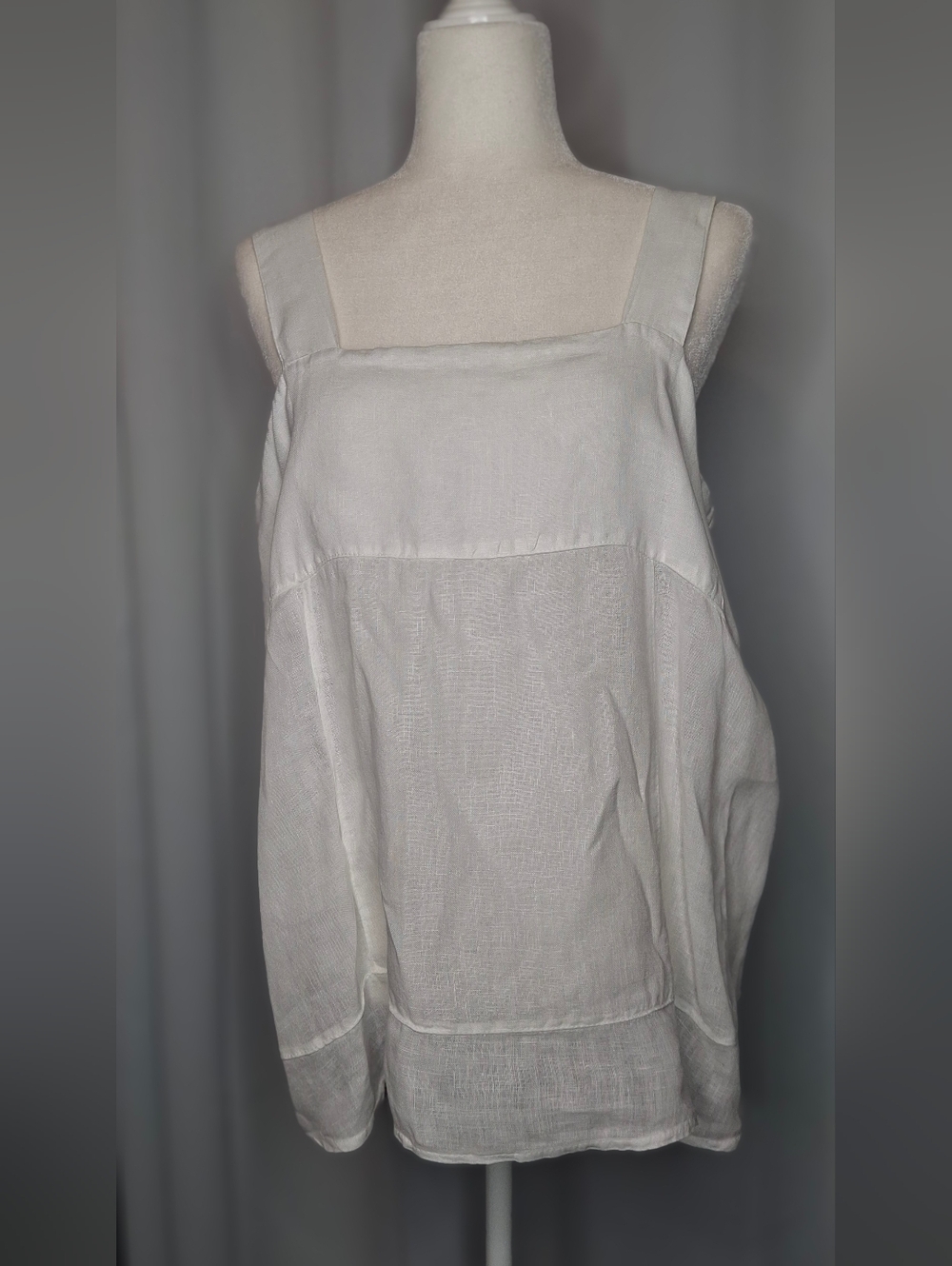 Francesca Bettini Made In Italy White Linen Sleeveless Lagenlook Top Womens L
